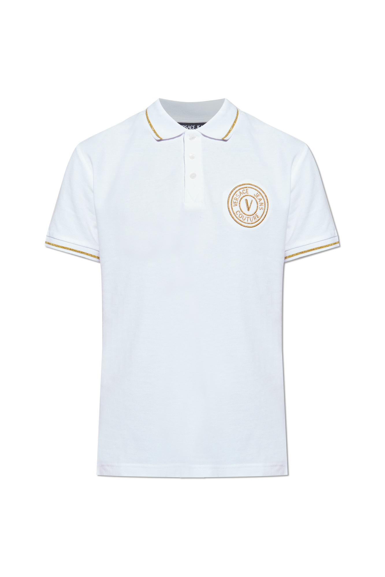 White Polo with embroidered logo Versace Jeans Couture